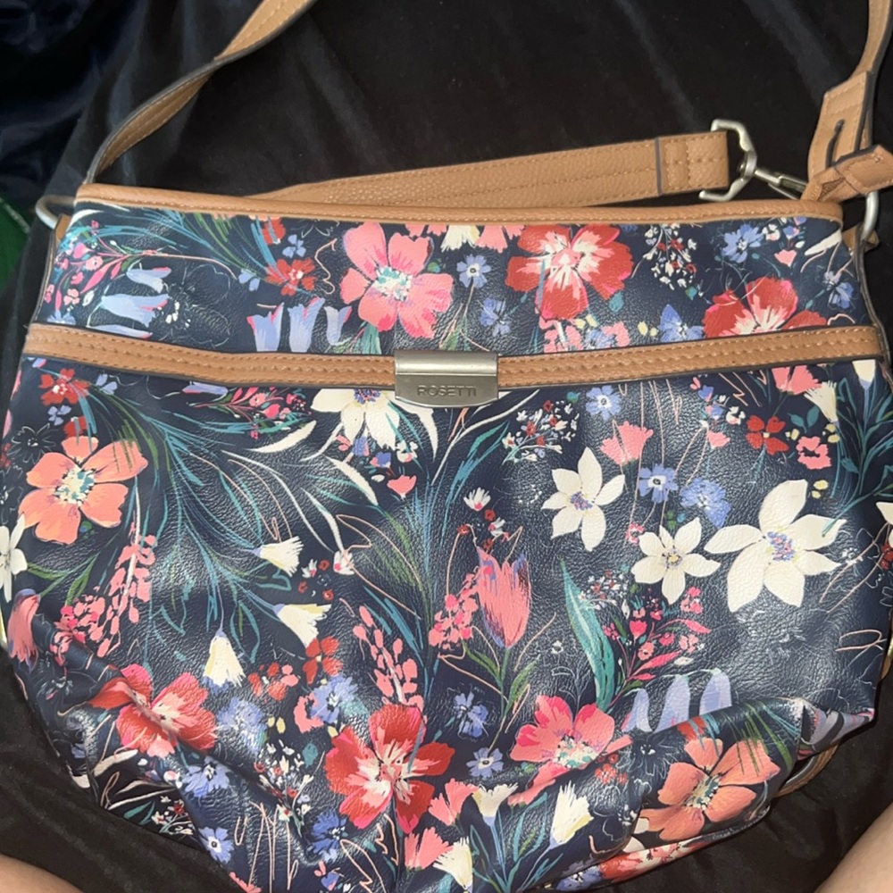 Blue floral handbag